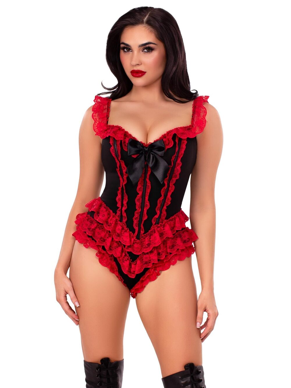 4401 Ruffle Bodysuit with Boning Sexy Halloween Costumes Adult Sexy